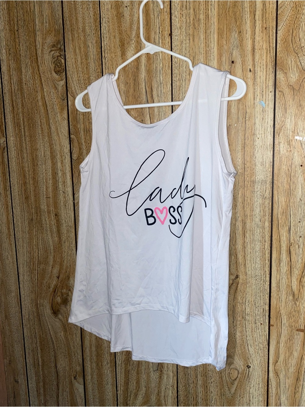 Lady Boss White Graphic Tank Top